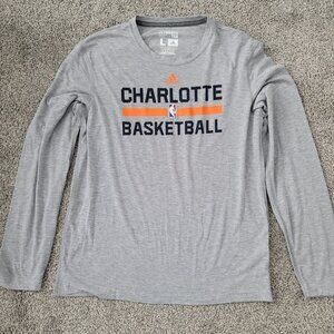 Men's Adidas Charlotte Basketball Long Sleeve Gray T-shirt Large